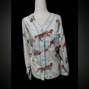 NWOT Pooh Tigger Button Down, Long sleeve Pajama Top, Size L